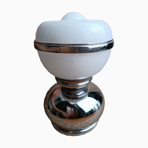 Lampada da tavolo vintage in vetro di Murano e acciaio
