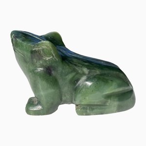 20th Century Carved Jade Sculpture of a Frog in Green, China