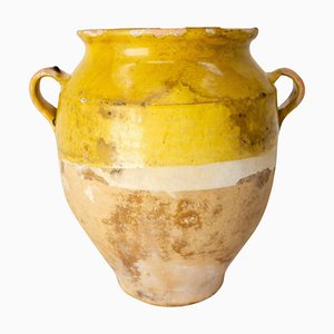 Late 19th Century French Terracotta Confit Pot in Yellow Glaze