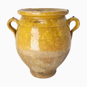 Late 19th Century French Terracotta Confit Pot in Yellow Glaze