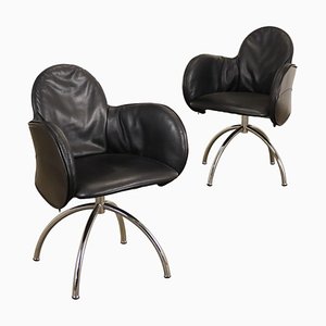 Leather Incisa Armchairs from De Padova, Italy, 1990s, Set of 2