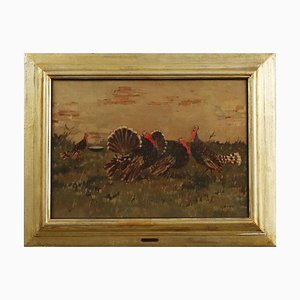 Giovanni Lomi, Landscape Painting, Oil on Plywood, Framed