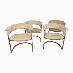 Metal and Fabric Chairs, Italy, 1970s, Set of 4