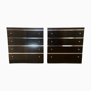 Bedside Tables with Wenge Drawers and Silver Ornaments, Belgium, 1960s, Set of 2