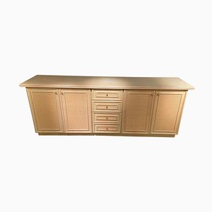Rattan and Brass Sideboard