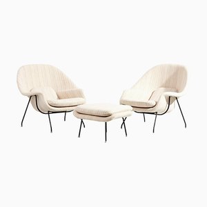 Sillas Womb y otomana de Eero Saarinen para Knoll, Usa, años 60. Juego de 2