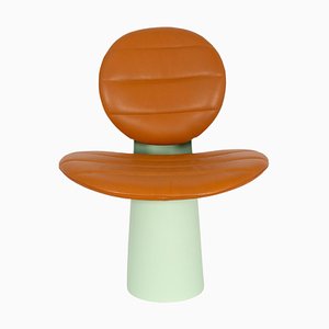 Terracotta Leather White Green Pilota Lounge Chair by Pulpo