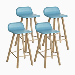 Low Back Azul Leather Tria Stool by Colé Italia, Set of 4