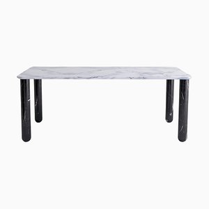 Tavolo da pranzo X grande in marmo bianco e nero di Jean-Baptiste Souletie