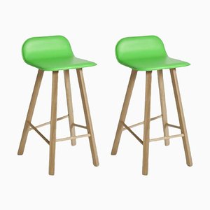 Low Back Verde Mela Leather Tria Stool by Colé Italia by Set of 2