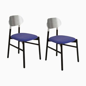 Black & Silver Indaco Bokken Upholstered Chairs by Colé Italia, Set of 2