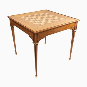 Tavolo da gioco a scacchiera in legno, XIX secolo