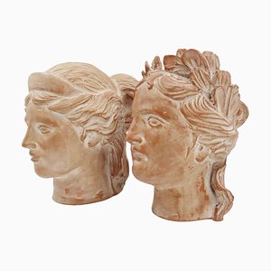 Antique 20th Century Terracotta Heads, Set of 2