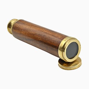 Télescope Vintage en Bronze et Bois, Début 20ème Siècle