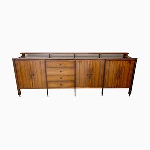 Credenza Mid-Century con ripiano specchiato nero di Carlo Di Carli per Luigi Sormani