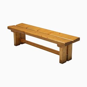 French Modernism Pine Bench Les Arc by Charlotte Perriand, 1970s