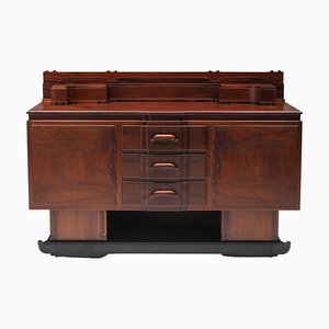 Skulpturales niederländisches Art Deco Sideboard aus Nussholz & Ebenholz