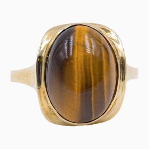 8K Gold Vintage Tiger Eye Ring, 1970s