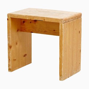 Mid-Century Modern Pine Wood Stool by Charlotte Perriand for Les Arcs