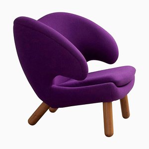 Purple Fabric Divina and Wood Pelican Chair by Finn Juhl for Design M