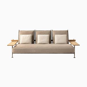 Steel, Teak and Fabric Fence-Nature Outdoor Sofa by Philippe Starck for Cassina