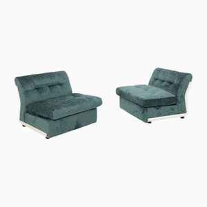 Amanta Green Velvet Lounge Chair by Mario Bellini for C&B, Set of 2