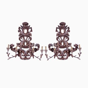 Large Baroque Gilded Wooden Appliques, Set of 2