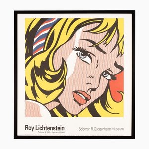 Girl With Hair Ribbon Guggenheim Exhibition Poster by Roy Lichtenstein