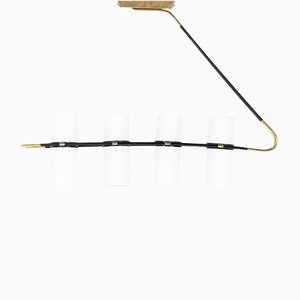 Metal & Brass Suspension Light from Lunel, 1950s