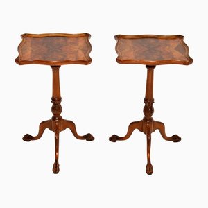 Antique Burr Walnut Side Tables, Set of 2