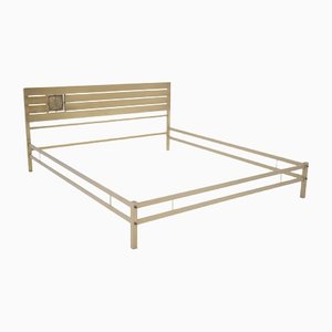 Brass Bed by Luciano Frigerio with Brass Sculpture