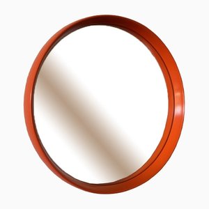 Specchio rotondo Mid-Century moderno arancione, anni '60