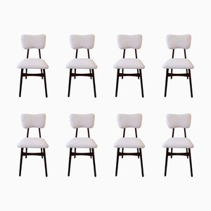 Mid-Century Cream Faux Fur Dining Chairs, 1960s, Set of 8