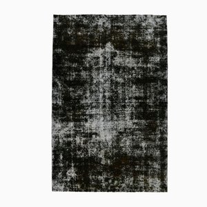 Schwarzer Vintage Vintage Teppich aus Baumwolle & Wolle