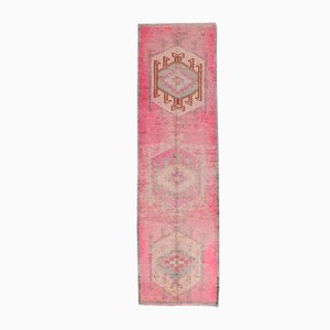 Vintage Pink Runner Rug in Wool & Cotton