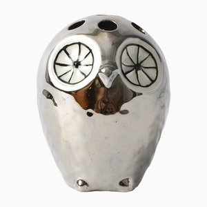 Italian Silver Owl Vase from Bagni, 1970s