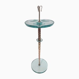 Beveled Glass and Brass Ashtray Stand Attributed to Fontana Arte, Italy