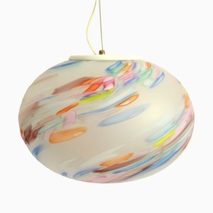 Ovale italienische Vintage Primavera Deckenlampe aus pastellfarbenem Muranoglas, 1970er