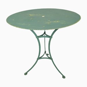 Antiker französischer Gartentisch aus grünem Metall