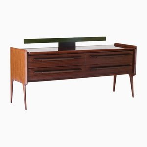 Mid-Century Italian Chest of Drawers in Exotic Wood with Glass Top