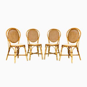 Bamboo and Vienna Straw Chairs, 1970s, Set of 4