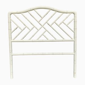 Mid-Century White Lacquered Headboard in Faux Bamboo