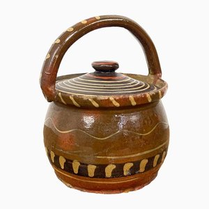 19th Century Olive Green Glazed Terracotta Cooking Pot
