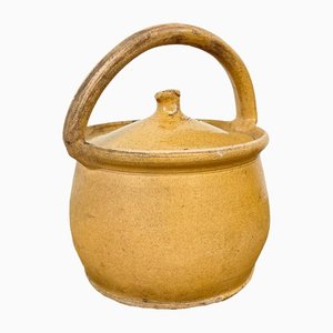 Olla de terracota esmaltada en amarillo, siglo XIX