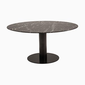 Large Round Dining Table in Dark Marble from Gubi
