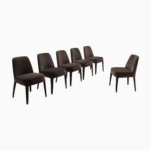 Febo Dining Chairs in Grey Velvet by Antonio Citterio for Maxalto, Set of 6