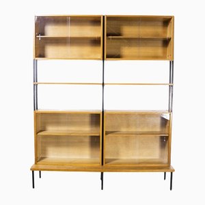 Large Mid-Century Glass Fronted Open Bookcase, Czech Republic, 1970s