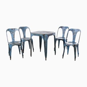 Tisch und Stühle von Joseph Mathieu, Frankreich, 1950er, 5er Set