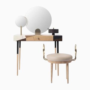 Rose Selavy Intarsie Schreibtisch mit Hocker von Thomas Dariel für Design M, 2er Set