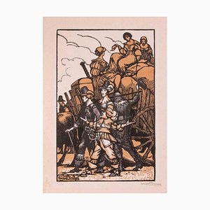 Georges Bruyer, The Migration, Original Holzschnitt, frühes 20. Jh